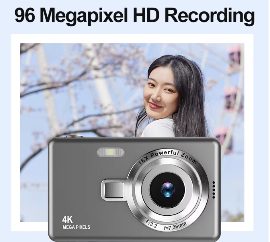 Small Camera with 2.4 Inch Screen 48MP Photo and 16X Digital Zoom Compact and Fun